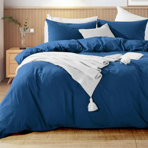 Vista 57 de NEXHOME PRO Funda de edredón Twin XL 100% algodón lavado, transpirable, duradera, texturizada, similar al lino, juego de ropa de cama para el hogar