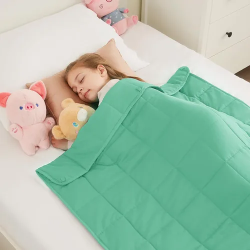 Vista 44 de HOSUKKO - Manta con peso, manta pesada color gris de 5 libras, manta transpirable (36 x 48 pulgadas, 5 libras)