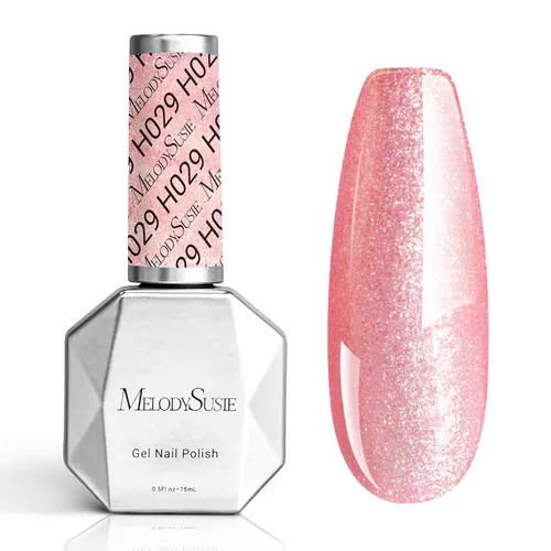 Vista 21 de MelodySusie - Esmalte de uñas en gel con brillo perla rosa brillante, 0.5 fl oz, efecto hilo, con acabado de concha rosa brillante, UV LED