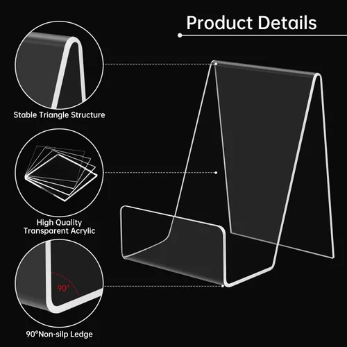 Vista 4 de Paquete de 10 soportes acrílicos para libros de 3 x 4 pulgadas, soporte transparente para exhibir libros, caballete transparente, soporte
