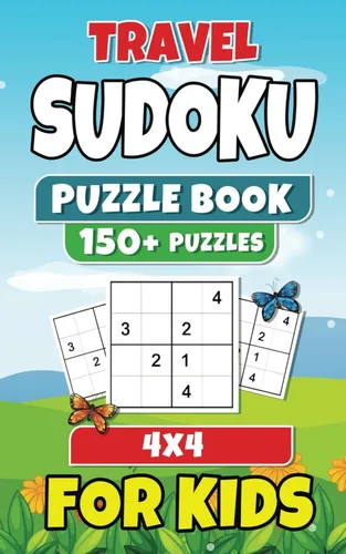 Travel Sudoku Puzzle Book For Kids, 150+ 4x4 Puzzles with Rules and Solutions, 5 x 8 inches