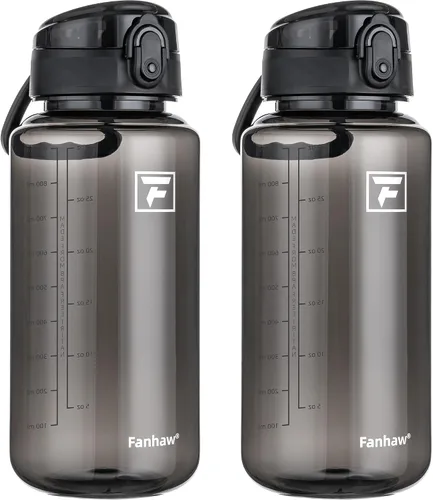 Vista 20 de Fanhaw - Botella de agua de plástico transparente de 32 onzas con tapa Amatista