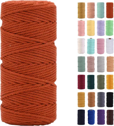 Vista 54 de Cuerda de macramé azul aire de 0.079 in x 220 yardas, cuerda de algodón colorido de algodón suave para colgar en la pared, colgadores de plantas