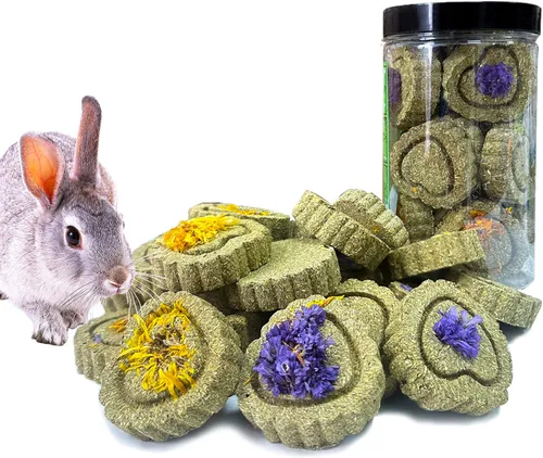 Vista 10 de Juguetes masticables de conejo para dientes, 16 piezas de juguete natural para masticar heno Timothy, mejora la salud dental