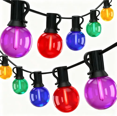 Vista 7 de 25Ft G40 Red White and Blue String Lights, 4th of July Decorations Lights Plug in with 27 5W Globe Light Bulbs, Waterproof Outdoor Patriotic Lights