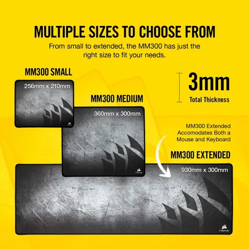 Vista 6 de Alfombrilla para mouse de videojuegos de Corsair MM300, alfombrilla de alto rendimiento para mouse, optimizada para sensores gamers