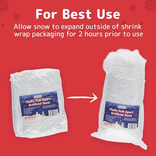 Vista 6 de PREXTEX Fake Snow - 70oz - Hypoallergenic & Flame-Resistant Fake Snow - Polyester Material - Packaged in Vacuum Sealed Bag - White Snow for Holiday