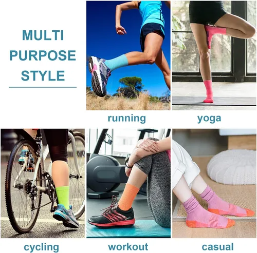 Vista 7 de Gonii Running and Hiking Crew Socks - Women's Wicking Cushioned Athletic Socks (5 Pairs)