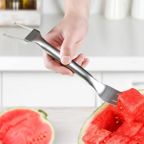 Vista 6 de 2 in 1 Fruit Cutter and Fork 2026 Upgrade, Watermelon Slicer & Fork, Stainless Steel Fruit Cutter Tool, Watermelon Cutter, Dual Head Watermelon Fork