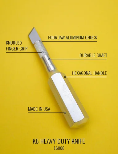 Vista 6 de Excel Blades K6 - Cuchillo de precisión resistente – Mango de metal hexagonal con hoja en ángulo #19 – Cuchillo artesanal de fácil cambio