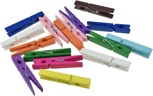 Vista 23 de HAHIYO Pinzas de madera marrón para ropa, mini Aviod Fall Apart de 1 pulgada de largo, paquete de 80 resortes fuertes, sin óxido, sin decoloración