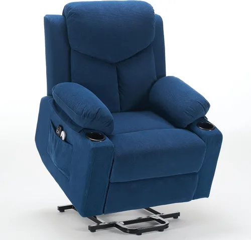 L9913 - Silla reclinable eléctrica para personas mayores con masaje, silla elevadora eléctrica con control remoto, portavasos, puertos USB y tipo C