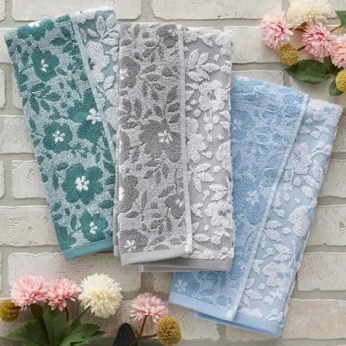 Vista 6 de SKL Home Juego de toallas de mano de jacquard floral, verde musgo, 2 unidades (paquete de 6)