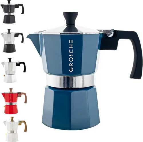 Vista 25 de GROSCHE Milano Cafetera Moka para estufa, para 9 tazas de café expreso, de 15.2 onzas, azul. Cafetera de estufa Moka, espresso italiano, greca