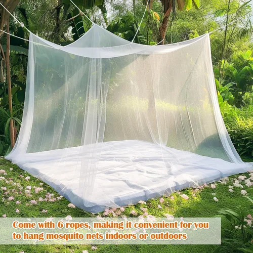 Vista 7 de Mosquitera Sublaga para cama, gran dosel blanco para cama de niñas, mosquitera colgante, ideal para decoración de dormitorio, viaje con bolsa