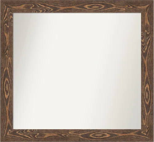 Vista 353 de Amanti Art Espejo de baño marrón para sobre fregadero, 26 x 26 pulgadas, espejo de tocador cuadrado marrón rústico Alexandria, marco de madera