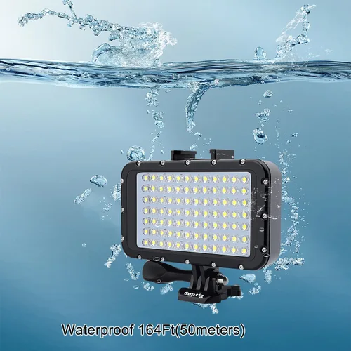 Vista 7 de Suptig Luces subacuáticas 84 LED de alta potencia regulable, impermeable, luz de video LED, impermeable, 164 pies (164.0 ft) para cámaras Gopro