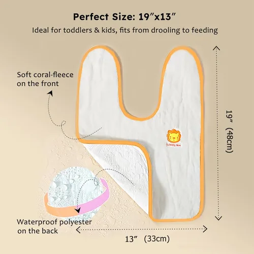 Vista 3 de Baberos para niñas o niños, niños pequeños de 1 a 6 años, impermeables y absorbentes, toalla grande