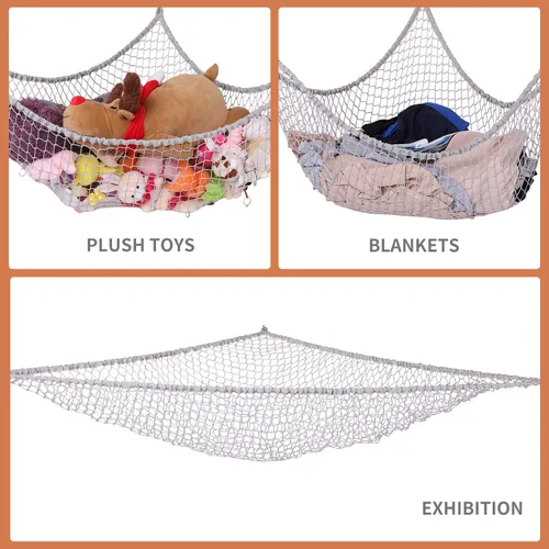 Vista 3 de LXUNYI Stuffed Animal Hammock, Toy Hammock Storage Net, Mesh Toy Net Holder Jumbo Wall Corner Giant Baby Kids Children Stuff animals Hammocks Net