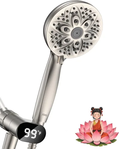 Vista 14 de JDO Regadera de mano de alta presión de 6 ajustes, juego de regadera desmontable con manguera de acero inoxidable y soporte de ducha