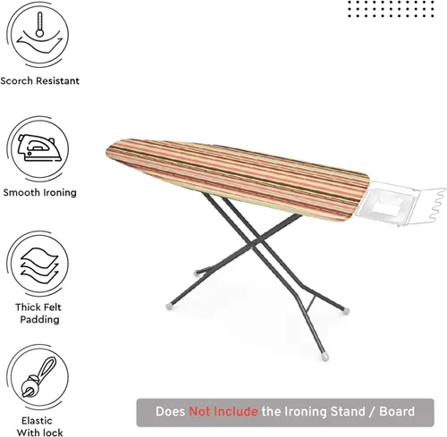 Vista 2 de Encasa XO Funda y almohadilla para tabla de planchar, fieltro grueso de 0.157 pulgadas, resistente al calor y al quemado, se adapta a tablas anchas