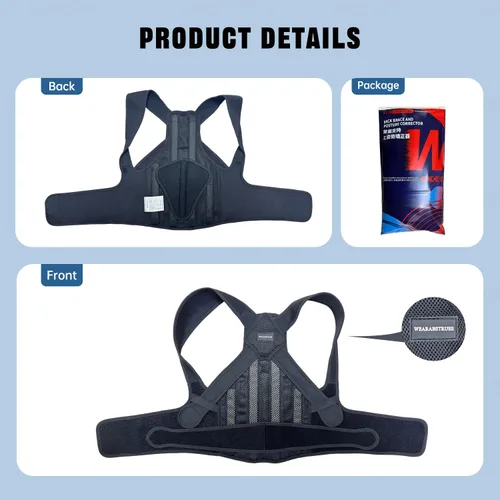 Vista 2 de Corrector de postura de espalda con almohadilla triangular desmontable para aliviar el dolor, soporte completo de espalda para joroba y escoliosis