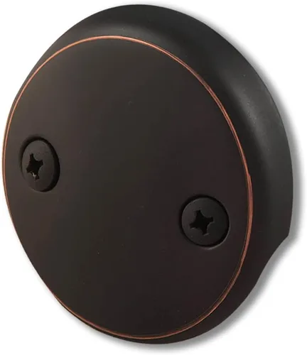 Vista 6 de Placa de Desborde de Desagüe de Bañera de Doble Orificio con Dos Tornillos a Juego, Fácil de Instalar, Negro Mate