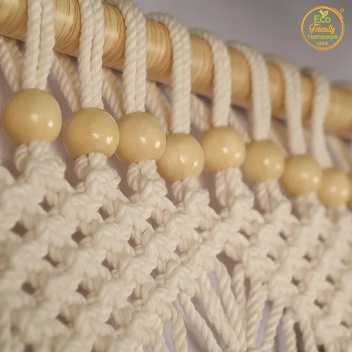Vista 7 de Cortinas de macramé bohemias, cortinas con cuentas para puertas, macramé para colgar en la pared, cortina de puerta de cuentas, fondo bohemio