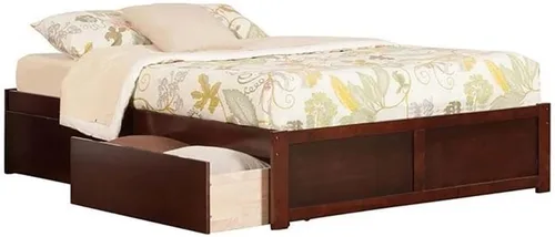 Cama con plataforma de almacenamiento Urban Queen en nogal