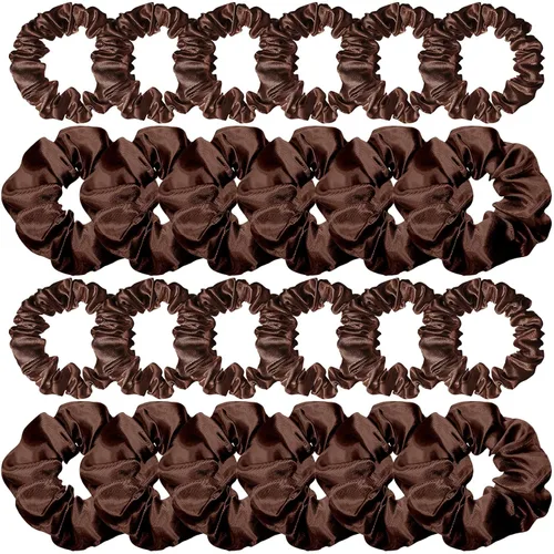 Vista 4 de WILLBOND 24 Piezas Coleteros de Cabello de Satén Bandas Elásticas Sedosas Delgadas Ligas Sólidas para Cabello Cuerdas Sujetadores de Cola de Caballo
