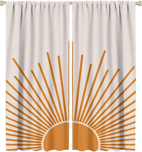 Vista 41 de Bohemian Curtain Mid Century Boho Moon Phase Plants Blackout Print Rod Pocket Window Drapes for Bedroom Living Room 42x45in