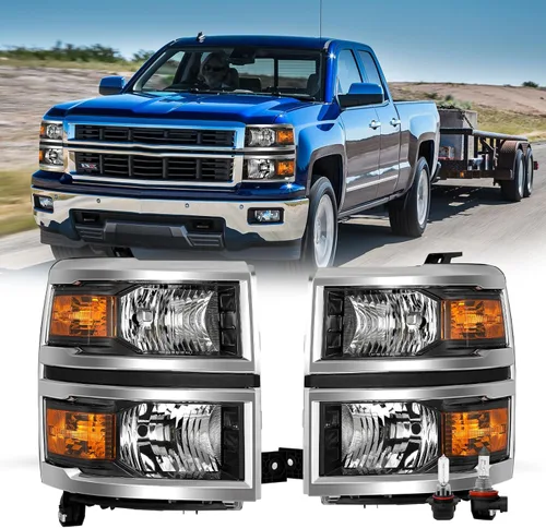 Vista 13 de JSBOYAT Conjunto de faros delanteros con luces antiniebla para Chevy Silverado 1500 2014-2015, camioneta, halógena, estilo OE, par de faros