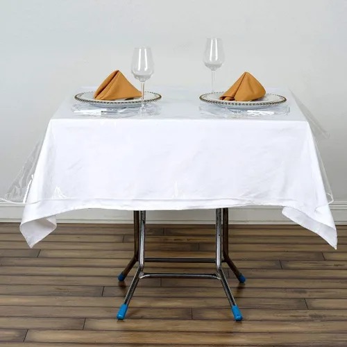 Vista 3 de BalsaCircle - Mantel cuadrado de vinilo de plástico transparente de 70 pulgadas, impermeable, lavable, protector de mesa, ropa de cama, decoración
