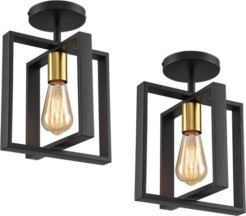 Vista 14 de Lámpara Colgante de Granja, Luminaria Colgante de Marco de Metal Negro con Pantalla de Vidrio Transparente tipo Araña, Cadenas Ajustables, Mini
