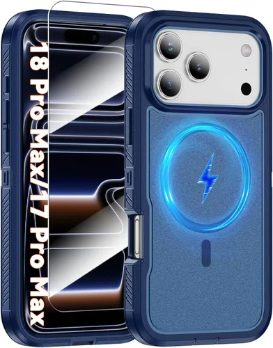 Vista 14 de Funda magnética para iPhone 13/iPhone 14 [compatible con Magsafe] [protector de pantalla de vidrio] [protección de grado militar de doble capa] Negro