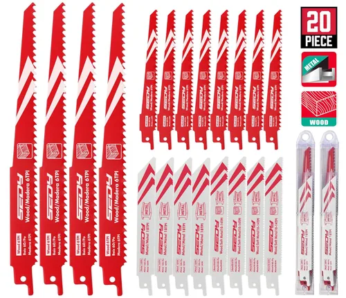 Vista 10 de Juego de hojas de sierra recíproca de 36 piezas, hojas de sierra de primera calidad, cuchillas de corte de madera y metal duraderas con bolsa