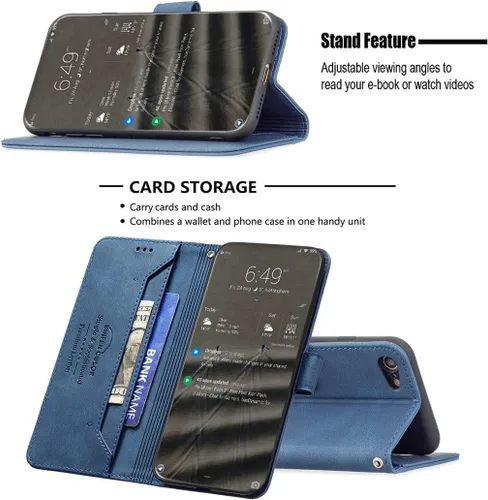 Vista 2 de Case Compatible with Celular Kalley Element 5+Plus Phone Case Flip Stand Cover PU Leather BF09 Wallet Case Blue