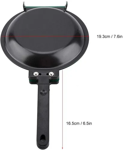 Vista 6 de YUYTE Sartén, sartén de doble cara antiadherente plegable sartén plegable para hacer panqueques de huevo frito, sartén antiadherente para gas