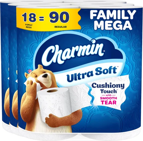 Vista 16 de Charmin Papel higiénico ultra suave y acolchado al tacto, 30 familias Mega = 153 rollos regulares, 2 capas, blanco