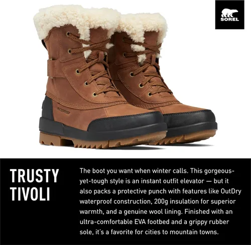 Vista 2 de SOREL Botas Tivoli IV Parc para mujer, botas de invierno de cuero impermeables