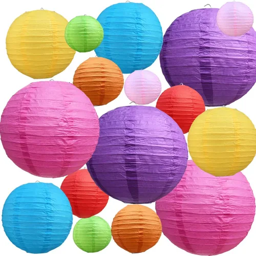 Vista 52 de BEISHIDA 10 Linternas de Papel Blancas Decorativas Chinas/Japonesas Colgantes Redondas de Papel Lámpara para Cumpleaños, Bodas, Navidad, Nupcial