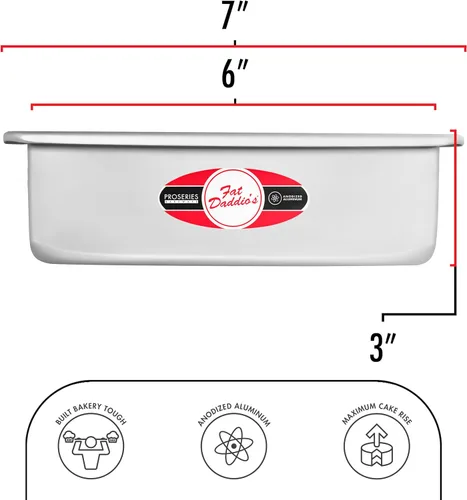 Vista 3 de Fat Daddio's PSQCC-663 - Molde para tartas cuadrado con fondo extraíble, 6 x 6 x 3 pulgadas, color plateado