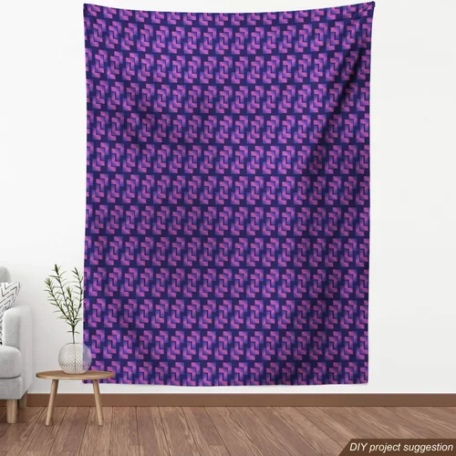 Vista 4 de Ambesonne Synthwave Fabric by The Yard, Purple Toned Gradient with Futuristic Cubic Geometric Forms, Decorative Fabric for Upholstery and Home