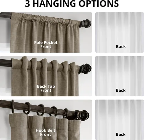 Vista 45 de HPD HALF PRICE DRAPES Cortinas de lino italiano para dormitorio y sala de estar, cortinas de oscurecimiento de habitación (1 panel), 50 pulgadas