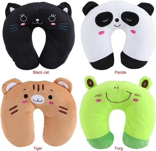 Vista 4 de Mumusuki Almohada de cuello con reposacabezas de dibujos animados, almohada de viaje con forma de animales durmiendo, cojín de descanso para cuello