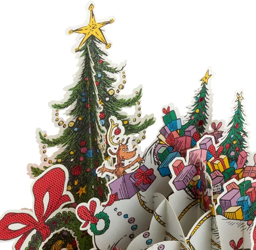 Vista 6 de Tarjeta Navideña Pop Up de Grinch de Hallmark (¡El Dr. Seuss Cómo el Grinch Robó la Navidad!) Tarjeta 3D de Papel Maravilla de Firma