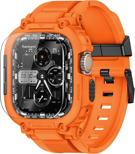 Vista 12 de amBand Compatible con Apple Watch Series 9/8/7/6/5/4 & SE 3/2/1 Correa de 41mm/40mm para Hombres, Caja M1 Deportiva y Resistente con Correa
