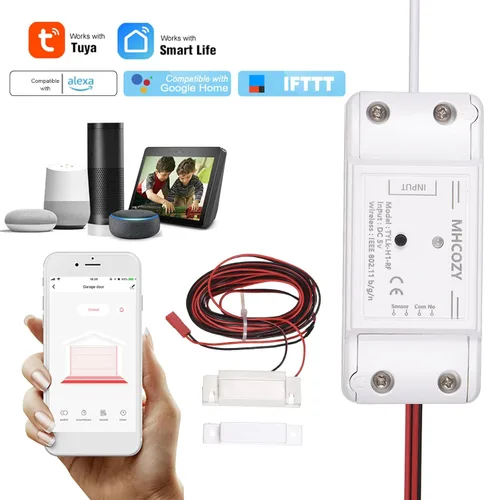 Vista 2 de Tuya WiFi+BT Kit de controlador inteligente para abridor de puerta de garaje, kit de controlador inteligente de garaje, función de temporización
