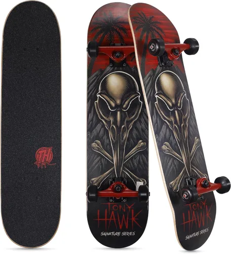 Tony Hawk - Patineta de 31 pulgadas, Tony Hawk Signature Series 4, patineta de 9 capas de arce para crucero, tallado, trucos y descenso, Crossbones