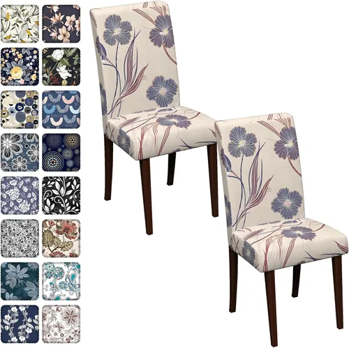Vista 45 de Fundas para sillas de comedor CoSofSLIP, juego de 2, fundas estampadas elásticas antideslizantes, fundas extraíbles y lavables para sillas